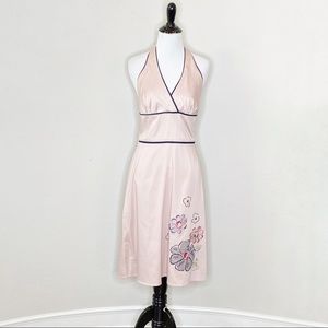 Hype Halter Blush Embroidery Cotton Dress Size 4